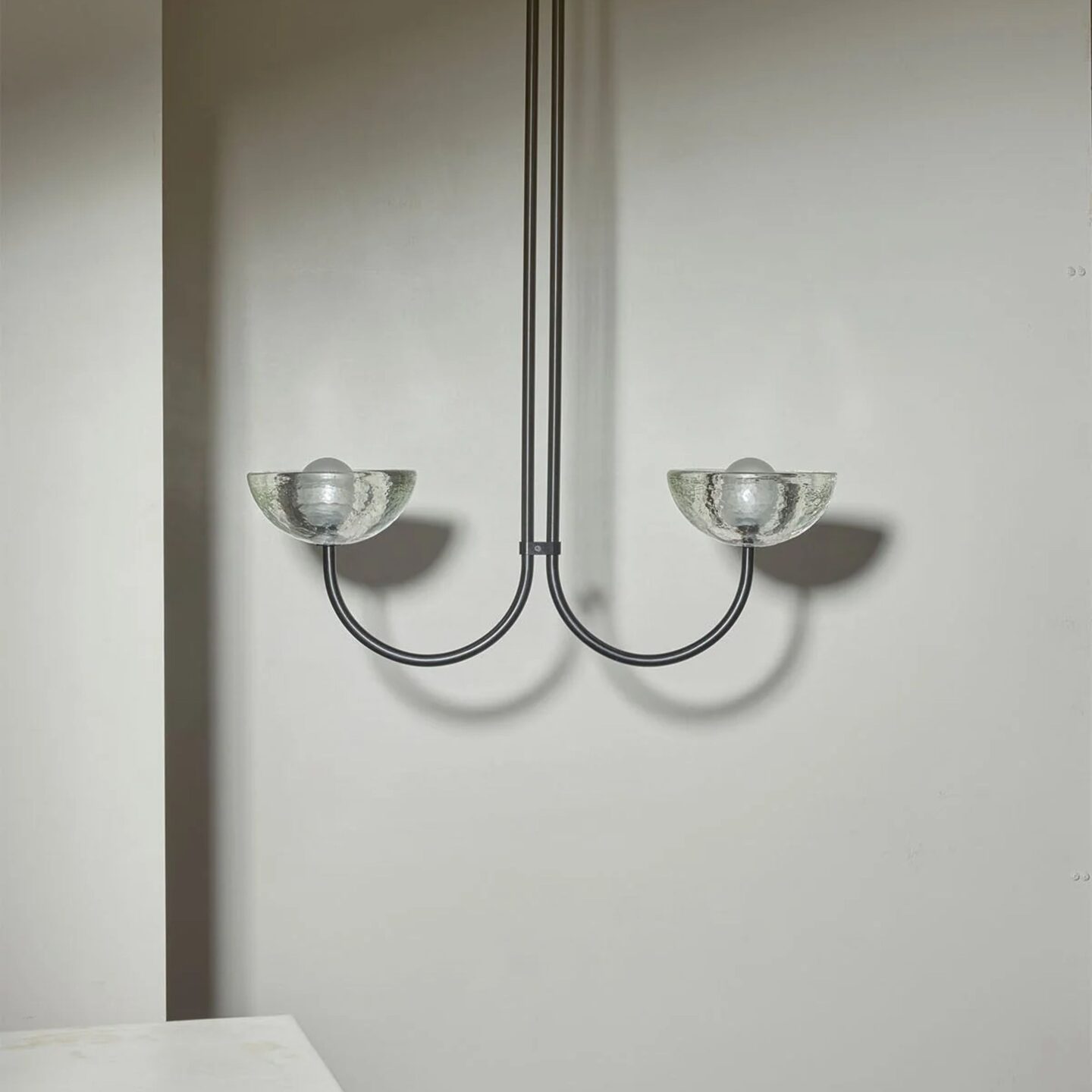 Aurelia Double Pendant Large Cast Glass, Brushed Black